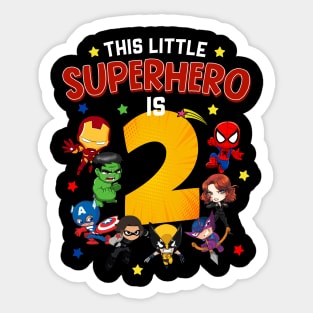 This Little Superhero Is 2 Birthday Superhero 2 Year Old Boy Sticker